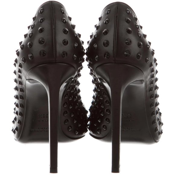 SAINT LAURENT Leather Stud-Embellished Paris Pumps Size 40.5 - Picture 5 of 14